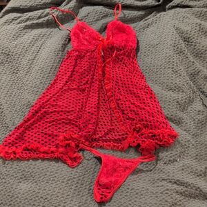 Elegant Red Lace Lingerie Set